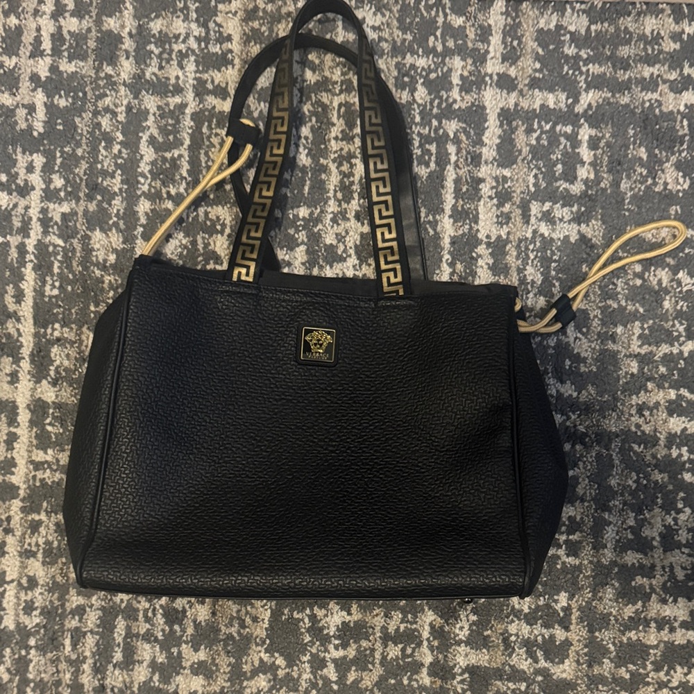 Versace Black and Gold Tote Bag
